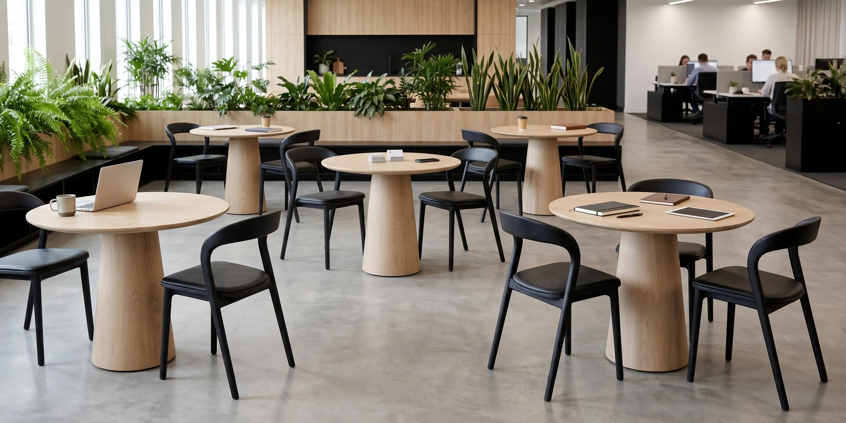 Mia black dining chair in office workplace area