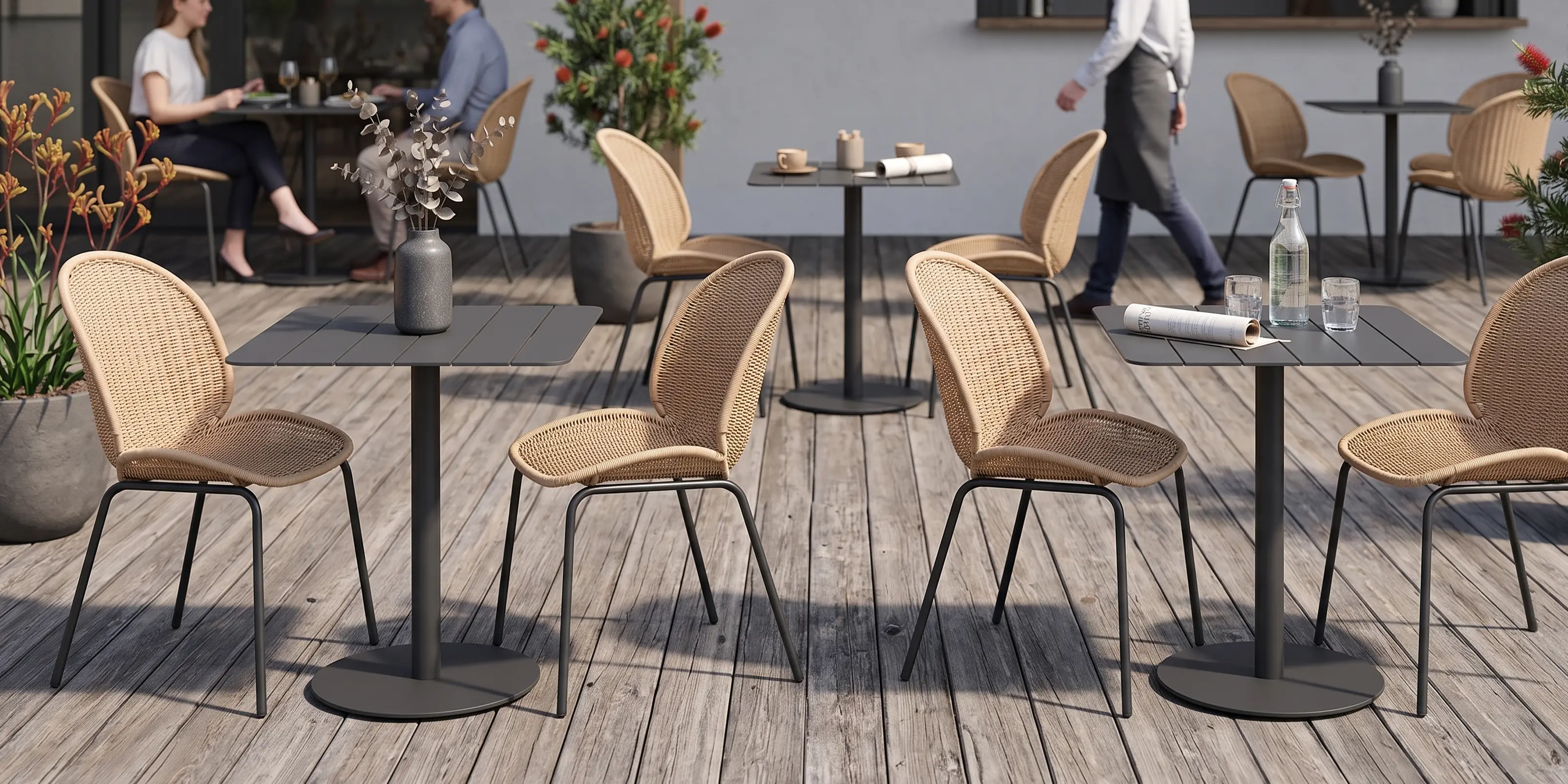 Sombra Charcoal Rattan Outdoor Dining Chair