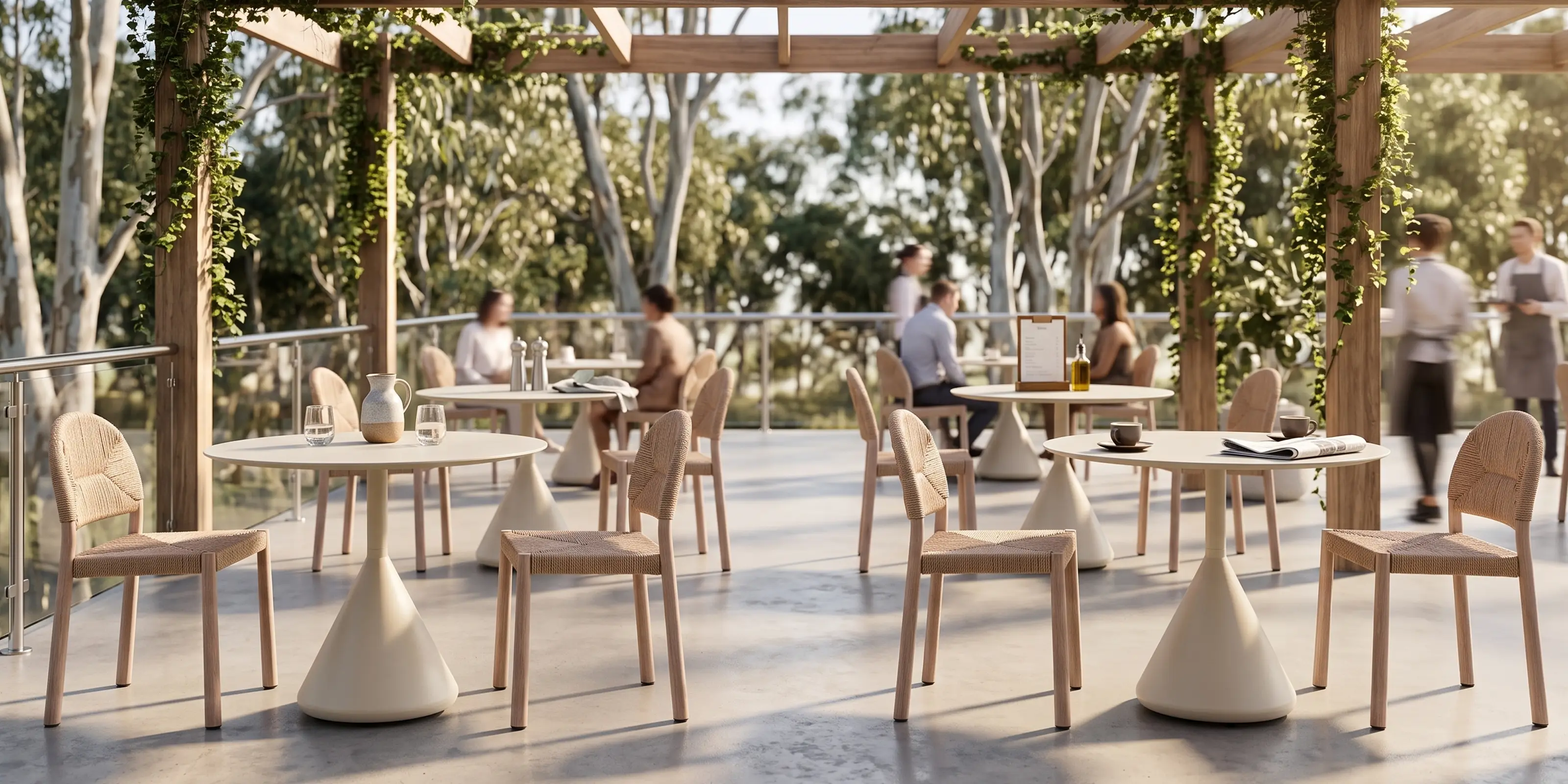 Calete Outdoor Dining Chair in a Restaurant