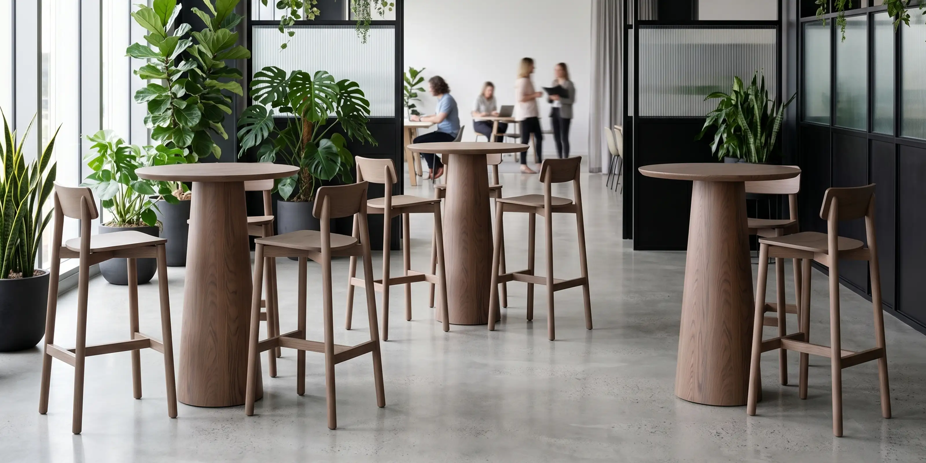 Andi Walnut Bar Stool with Circa High Bar Tables