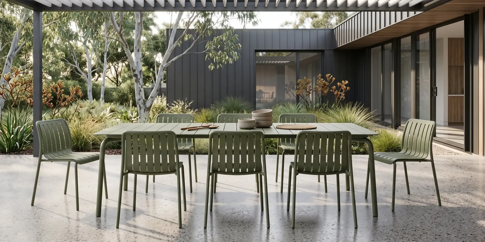 Green Outdoor Dining Table