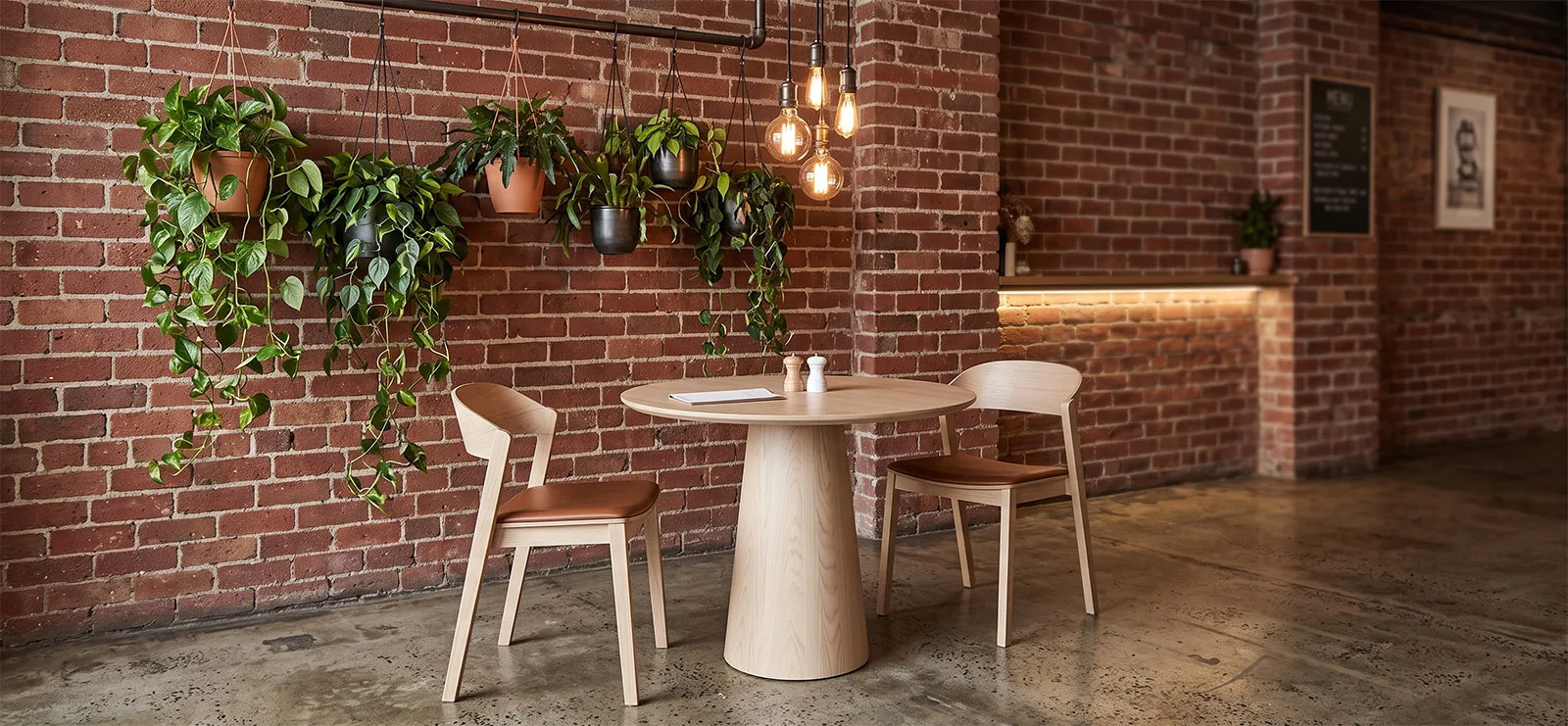 circa kitchen table and andi dining chair in a modern melbourne cafe scene