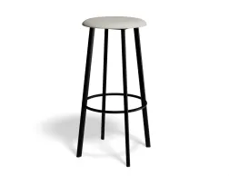 Atlas Barstool Blackframe Fabric Lightgrey