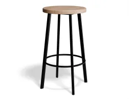 Atlas Kitchenstool Blackframe Roundwood Natural