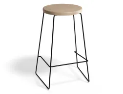 HUGO Barstool 66cm Blackframe Naturalwood Roundseat