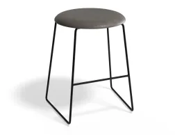 HUGO Lowstool 46cm Blackframe Greyvinyl Roundseat