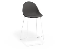 Pebble Kitchenstool Greyfabricseat Whiteframe
