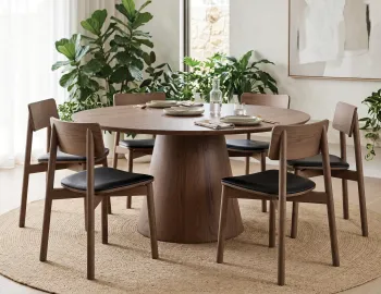Walnut Large Round Dining Table