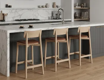 Modern Kitchen Stools In House Tan Leather