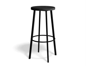 Atlas Barstool Blackframe Roundwood Black