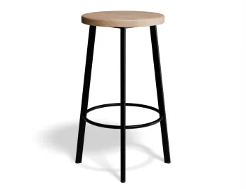 Atlas Kitchenstool Blackframe Roundwood Natural