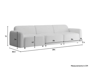 Atticus 3seater Measurements