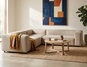 Woooden Coffee Table And Nolia Corner Sofa