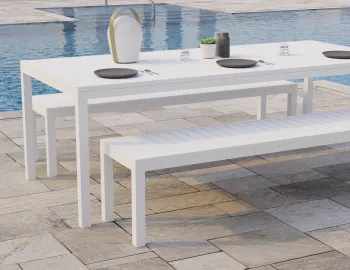 White 190 Bench Poolside