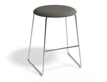 HUGO Lowstool 46cm Chromeframe Greyfabric Roundseat