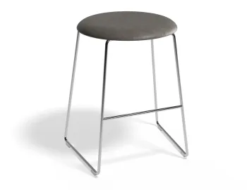 HUGO Lowstool 46cm Chromeframe Greyvinyl Roundseat