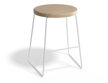 HUGO Lowstool 46cm Whiteframe Naturalwood Roundseat