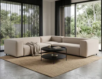 Nolia Corner Sofa Layer Black Coffee Table