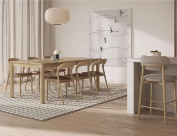 Nordica Dining Table Mia Dining Chair Tan Oskar Kitchen Stool Ivory