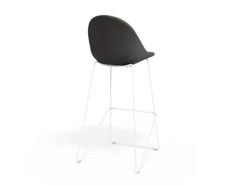 Pebble Barstool Greyfabricseat Whiteframe