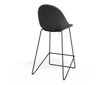 Pebble Kitchenstool Greyfabricseat Blackframe