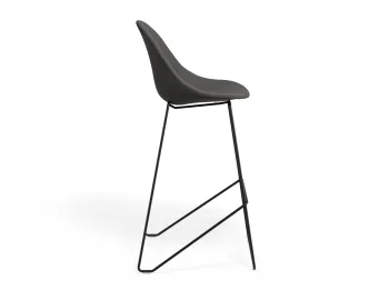 Pebble Barstool Greyfabricseat Blackframe