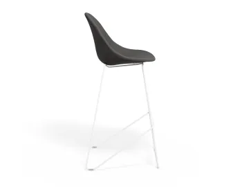 Pebble Barstool Greyfabricseat Whiteframe