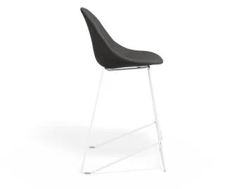 Pebble Kitchenstool Greyfabricseat Whiteframe