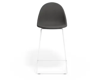 Pebble Kitchenstool Greyfabricseat Whiteframe