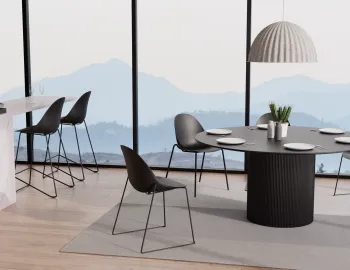 Pebble Rail 4pole Chairs Stools Black Dining Setting