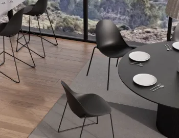 Pebble Rail 4pole Chairs Stools Black Dining Setting