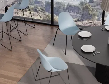 Pebble Rail 4pole Chairs Stools Blue Dining Setting
