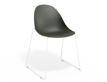 Pebble Chair Oliveseat Sledwhite