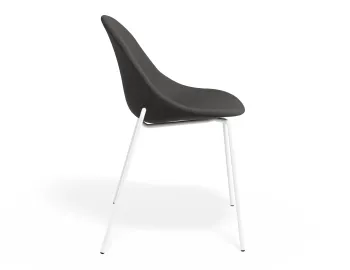 Pebble Chair Greyfabricseat 4postwhite