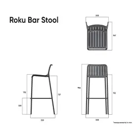 P3 Roku Bar Stool Charcoal
