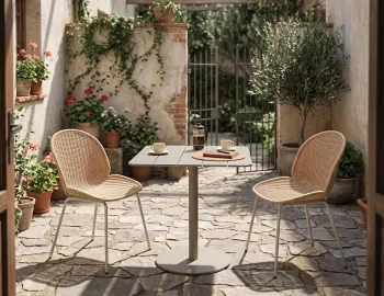 Table And Chairs In Courtyard
