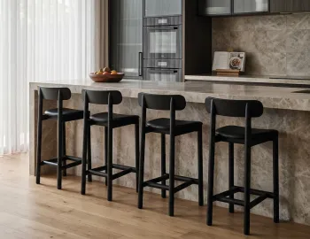 Upholstered Black Bar Stool