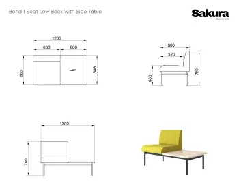 Sakura Bond 1 Seat Side Table Low Back