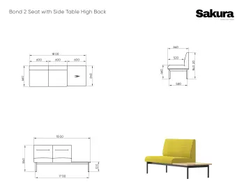 Sakura Bond 2 Seat Side Table High Back