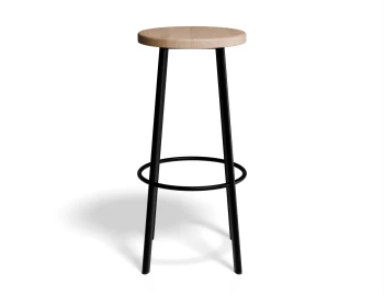 Atlas Barstool Blackframe Roundwood Natural
