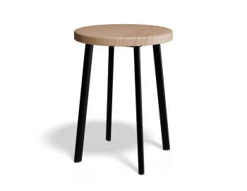 Atlas Lowstool Blackframe Roundwood Natural