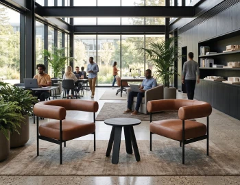 Marlowe Lounge Tan Black Frame Lifestyle