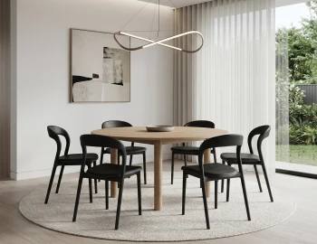 Nordica Large Round Table Black Chairs New