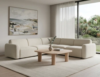 Upholstered Large Boucle Corner Sofa