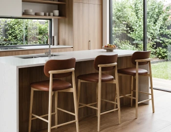 Kitchen Stool Wooden Oskar Tan Pu Seat