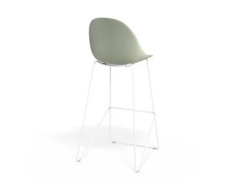 Pebble Barstool Greenseat Whiteframe