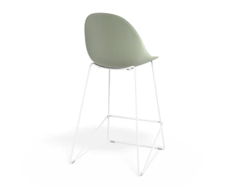 Pebble Kitchenstool Greenseat Whiteframe