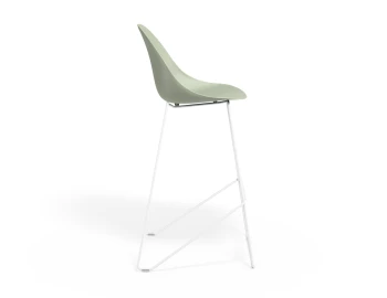 Pebble Barstool Greenseat Whiteframe