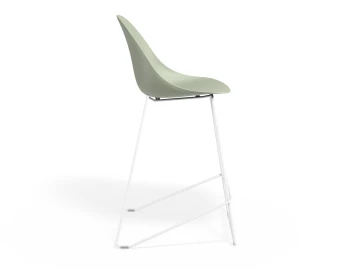 Pebble Kitchenstool Greenseat Whiteframe