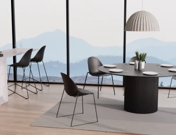 Pebble Rail 4pole Chairs Stools Black Dining Setting